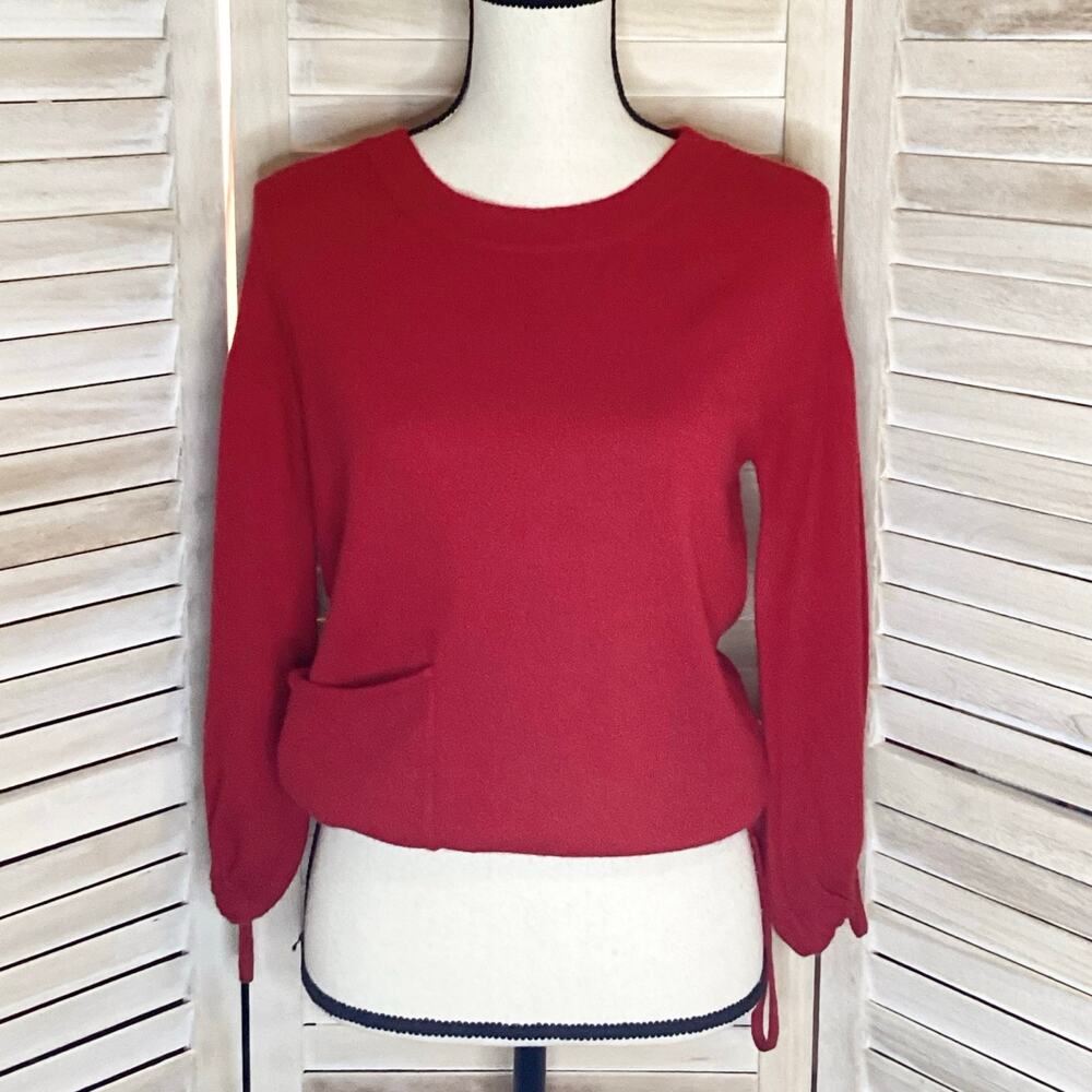 Childress Y2K Red 100% Cashmere Cropped Blouson Pocket Sweater 1 S
